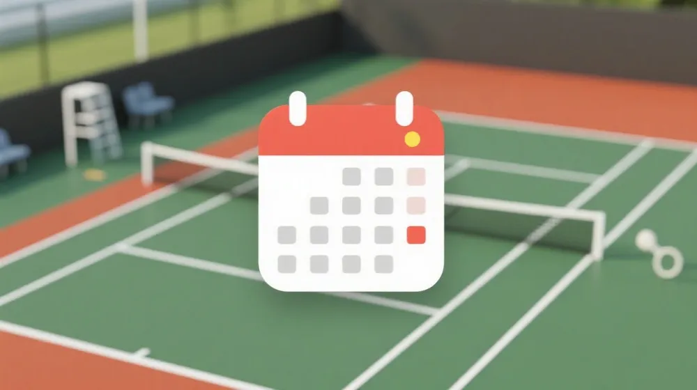 网球场与日历图标